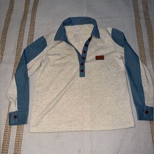 Blue and White Long Sleeve Shirt